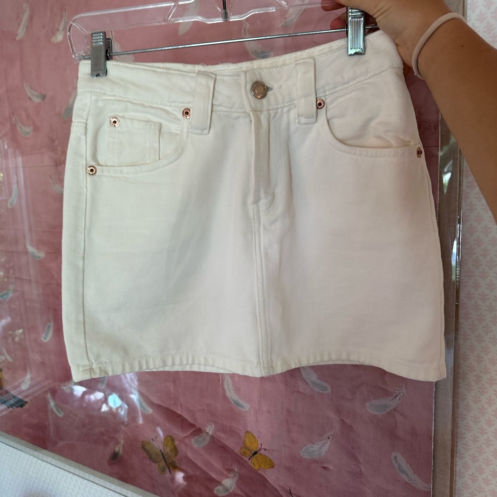 White Denim Skirt